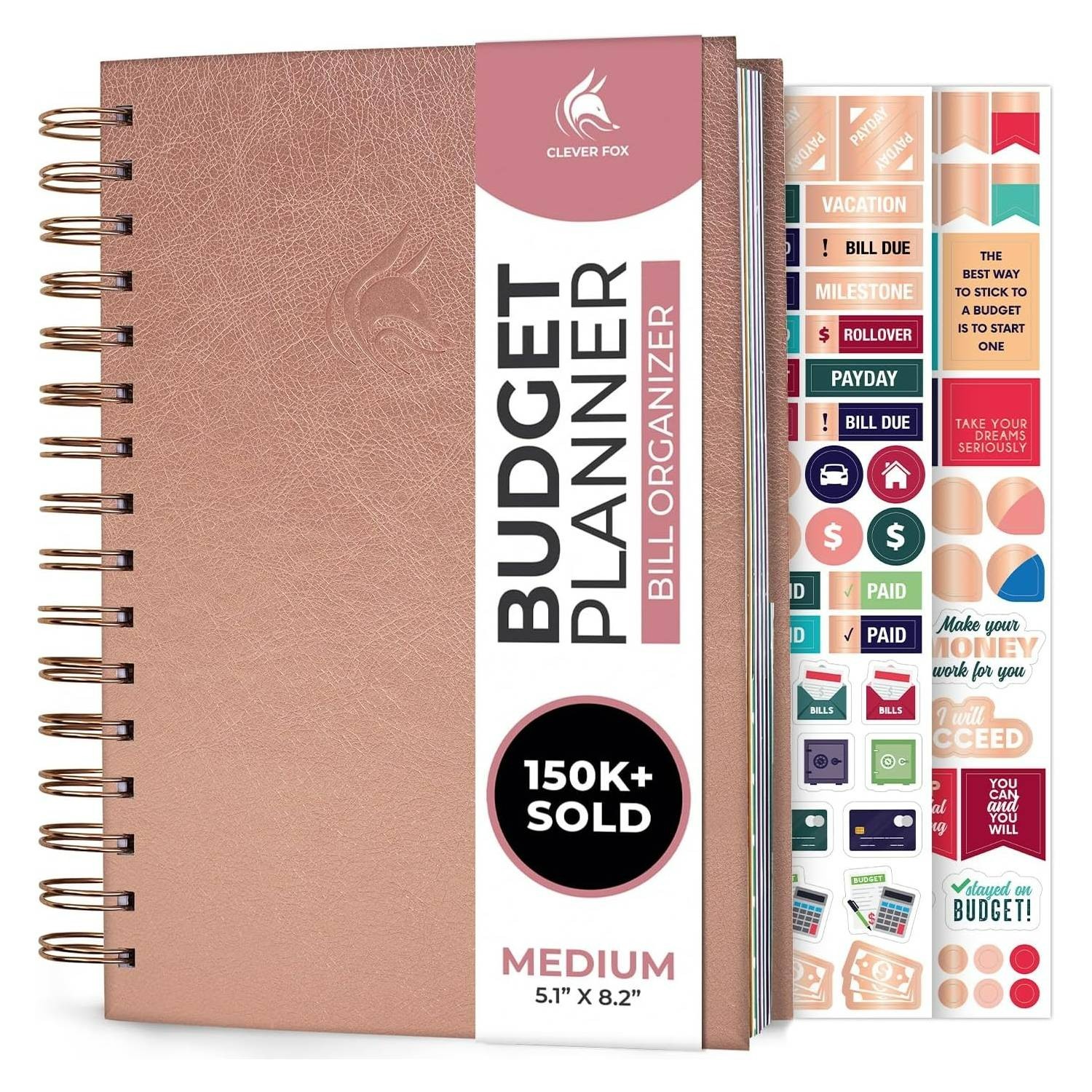 Clever Fox Budget Planner & Monthly Bill Organizer With Pockets Medium Rose Gold