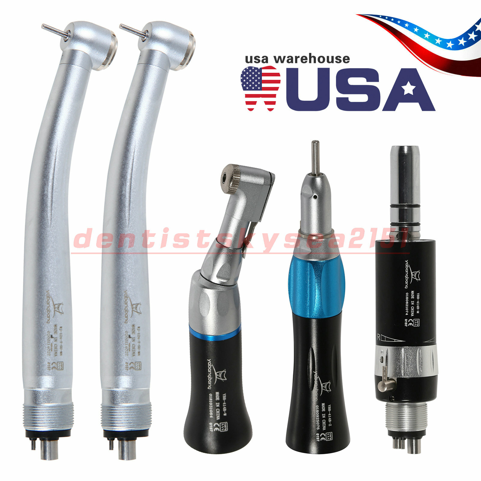 NSK Style Dental 2X High/Low Speed Handpiece Kit Air Turbine Contra Angle Motor