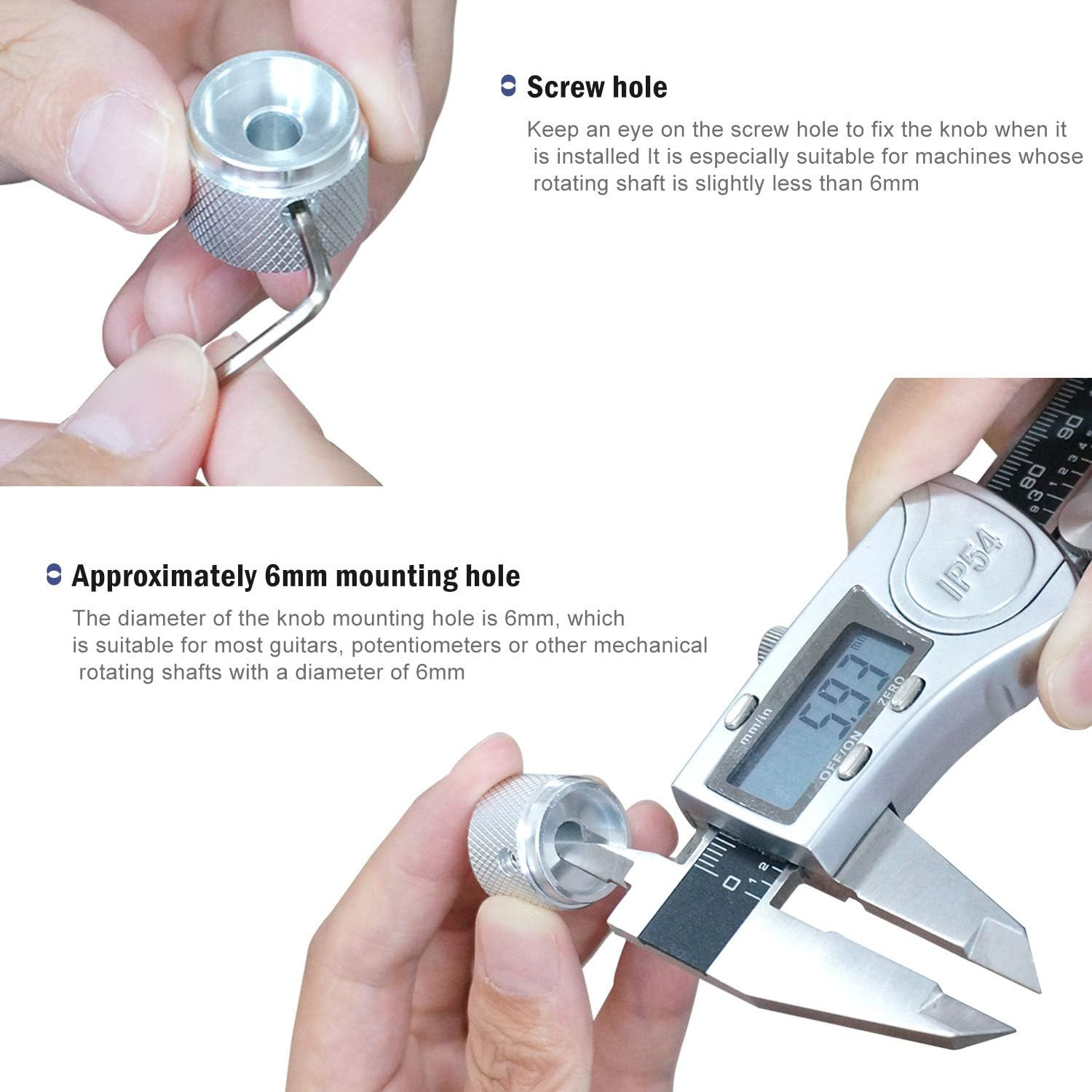 2Pcs Silver Aluminum Rotary Electronic Control Potentiometer Knob for 6Mm Shaft,