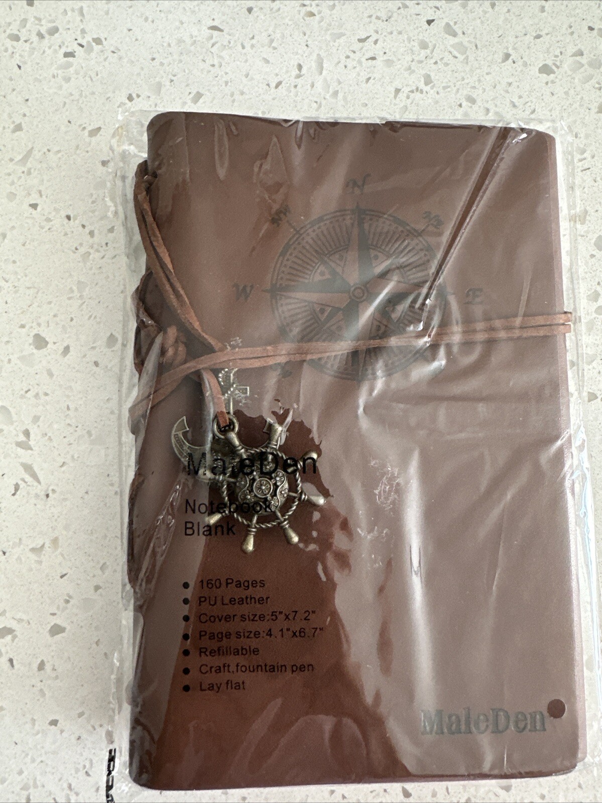 Maleden Sealed New Refillable Brown Spiral Embossed Travel Journal Notebook