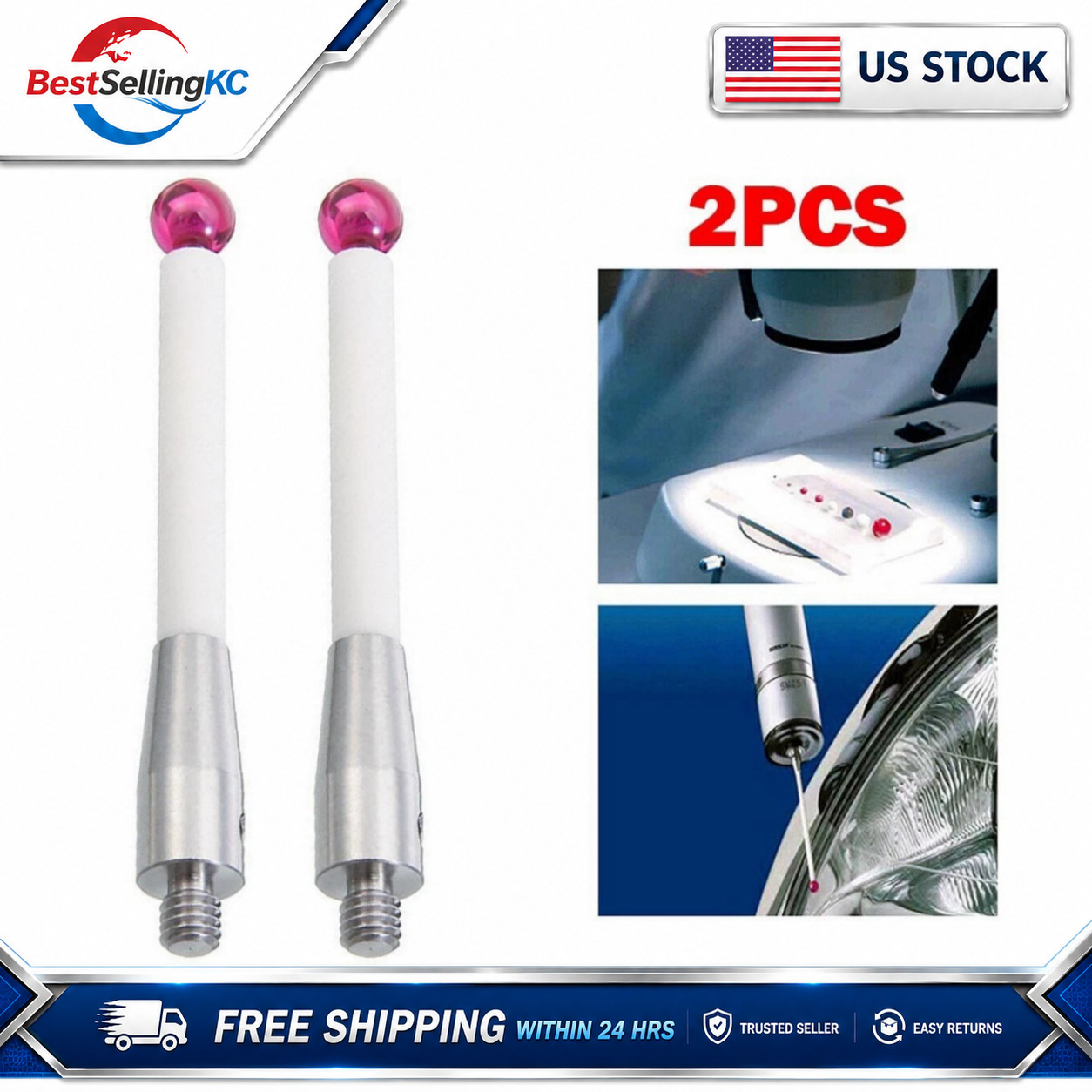 2 Pack CMM Probe Stylus FOR Renishaw A-5000-3709 50mm Ceramic Stem 6mm Ball