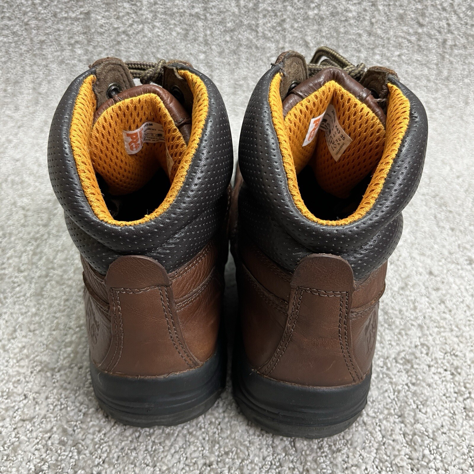 Timberland Pro358 Boots WOMEN Size 10 Brown Leather Lace Up Safety Toe Work Boot