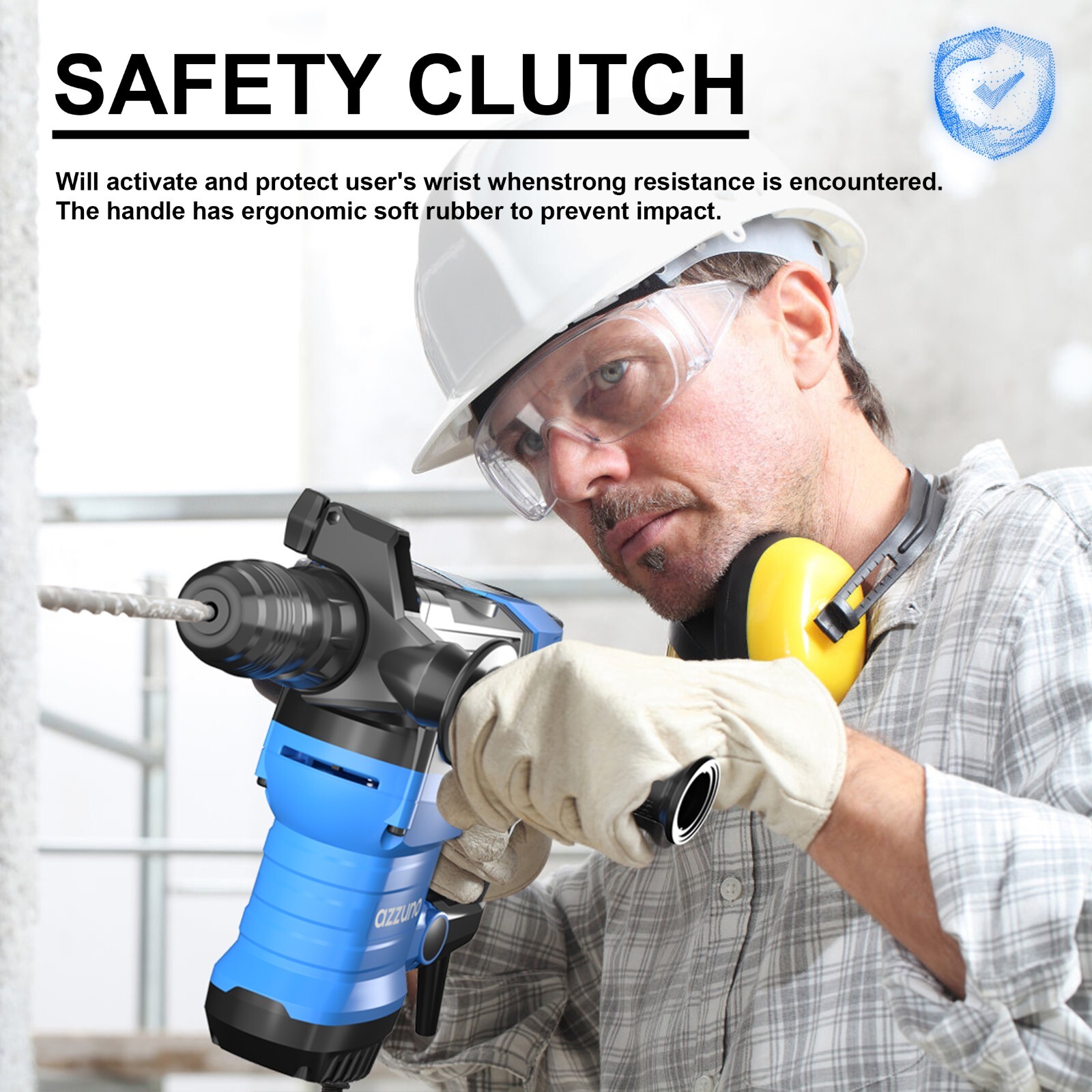 Heavy Duty Rotary Hammer Drill 15 Amp 1-1/4″ SDS-Plus 4 Modes Chipping Hammers