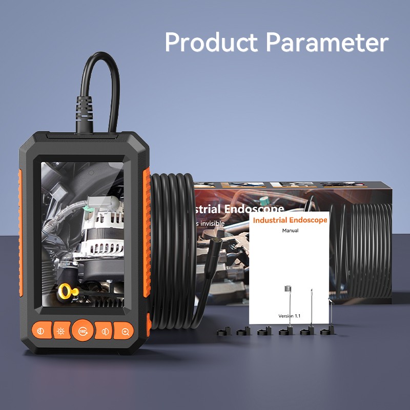 IP67 Rated Dual Lens Snake Inspection Camera 10M Cord Built-in LCD Screen