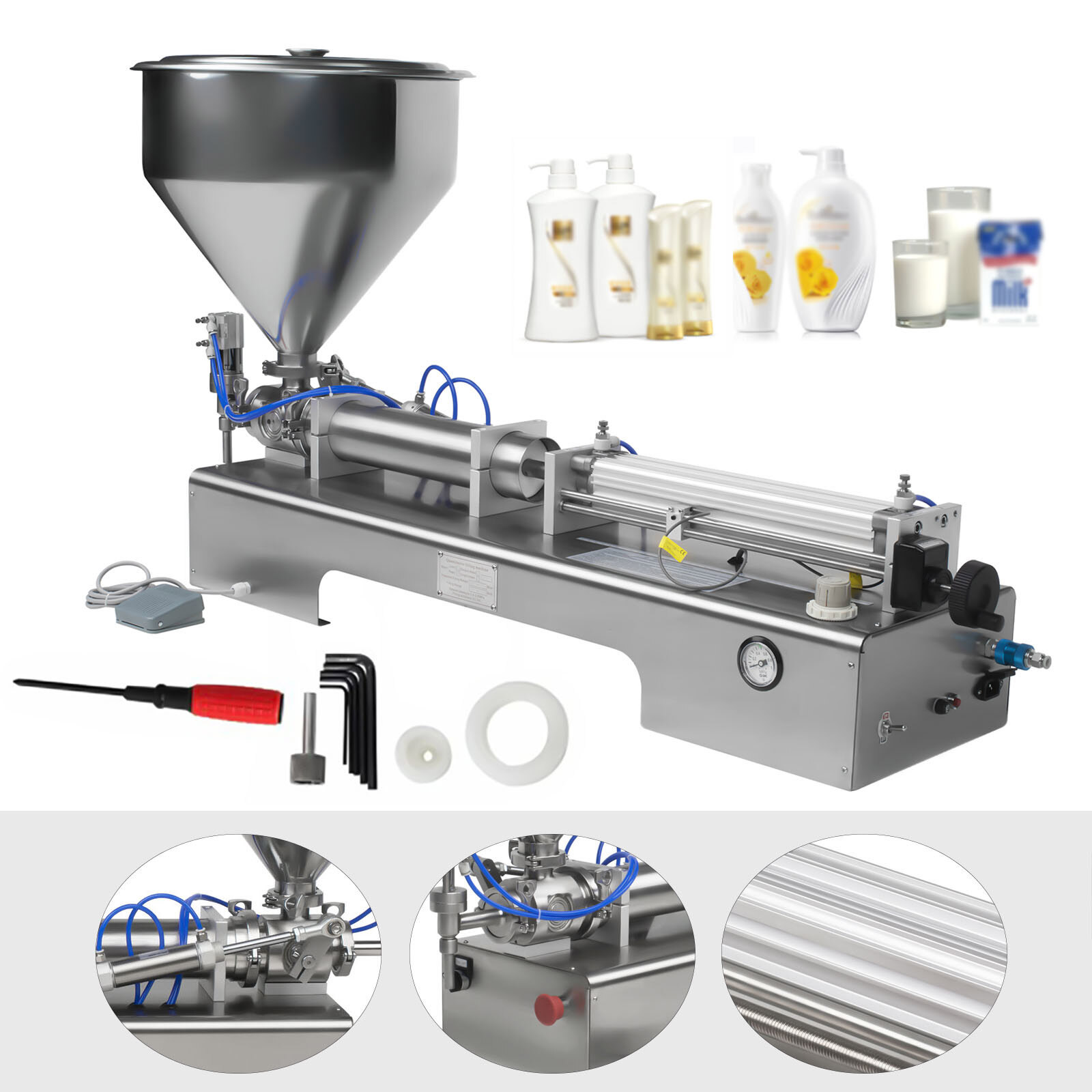 Liquid Paste Filling Machine Pneumatic Piston Filler Bottle Packing 100-600ml CE