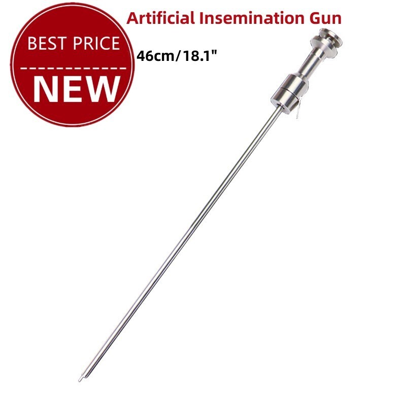 46cm/18.1″ Cow Artificial Insemination Gun Stainless Steel f/Sheep Cattle