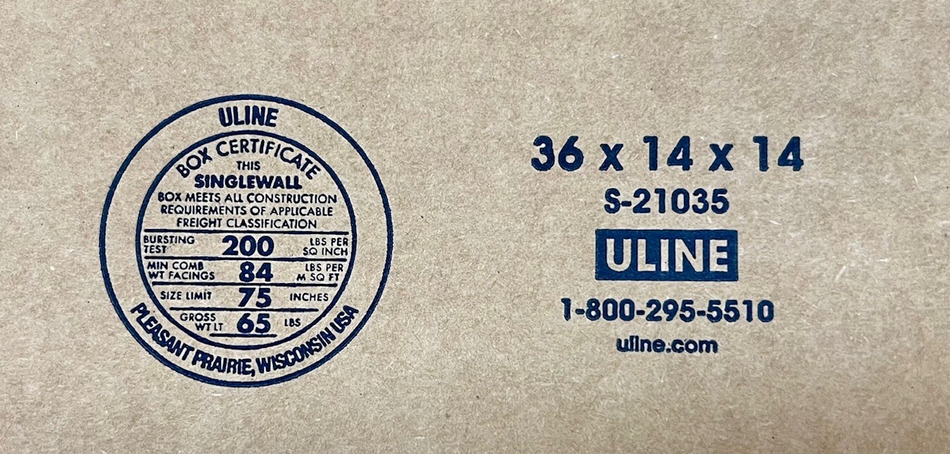 36″ x 14″ x 14″ CARDBOARD BOX – 200 lb – SINGLE BOX – LONG