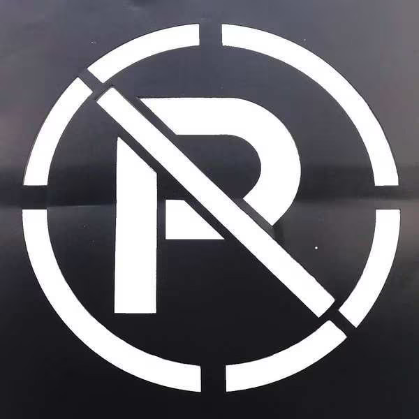 Stencil, Symbol, No Parking Symbol, 15 1/2 in Character Height, Not Applicable