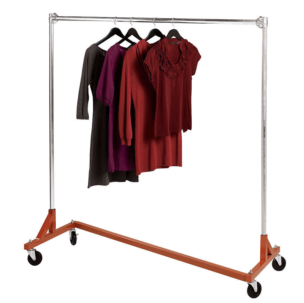 Clothing Garment Rack Z-Truck Rolling Single Rail OSHA Heavy Duty 300 Pounds