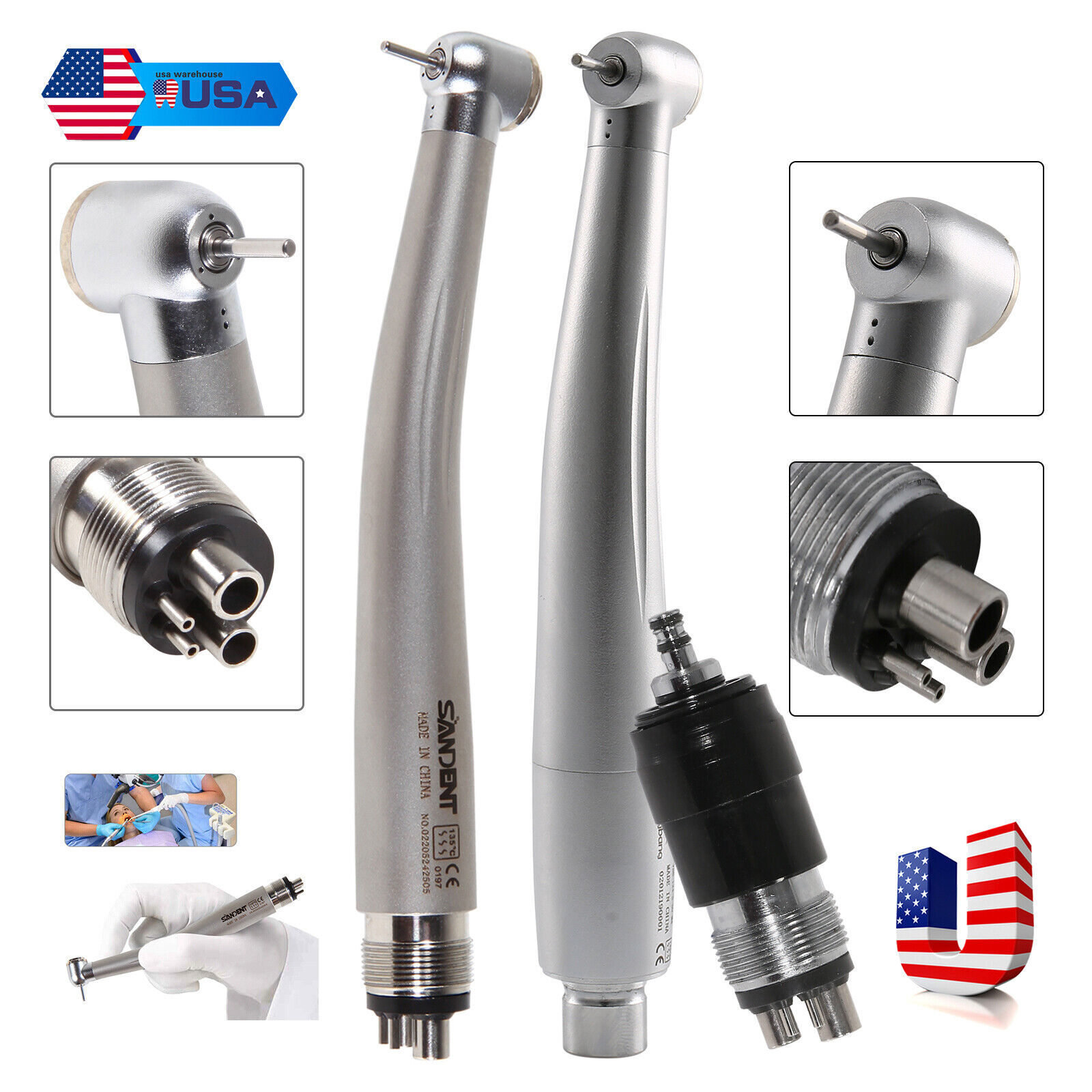 1-10x Dental Turbine High Speed Handpiece 4-Hole /Quick Coupler fit NSK USPS ST