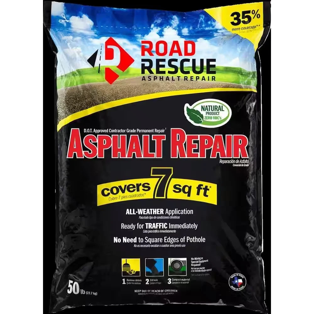 50 Lbs. Asphalt Repair Road Rescue Natural Limestone Rock Blacktop Patch Black