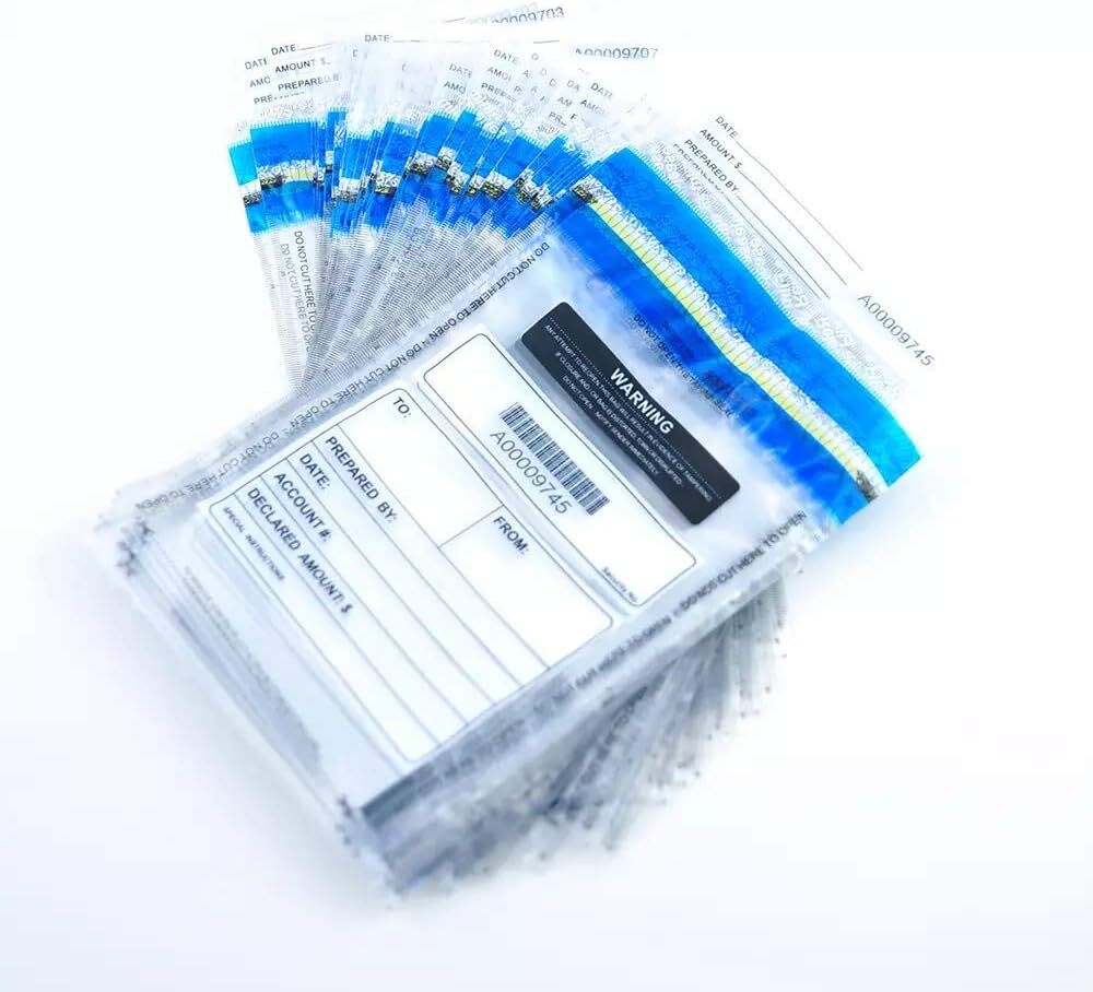 Clear Tamper Evident Deposit Bags 6X9 Inches Self Sealing Waterproof 100 Pack