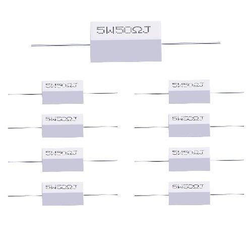 10PCS 5W 50 Ohm 5 Axial Lead Wire Wound Fixed Ceramic Resisto Model: 5W 50 Ohm