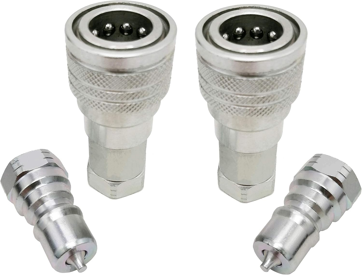 ISO 7241-B 1/4 Inch NPT Quick Disconnect Hydraulic Coupler/Coupling (2 Set)