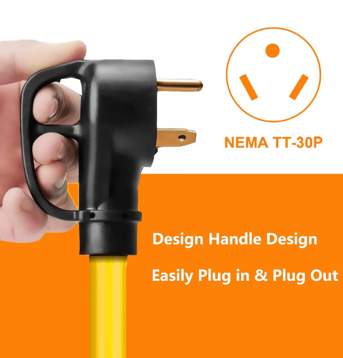 30 Amp to 20 Amp RV Cord Distribution Plug Adapter NEMA TT-30P to 3 5-20R