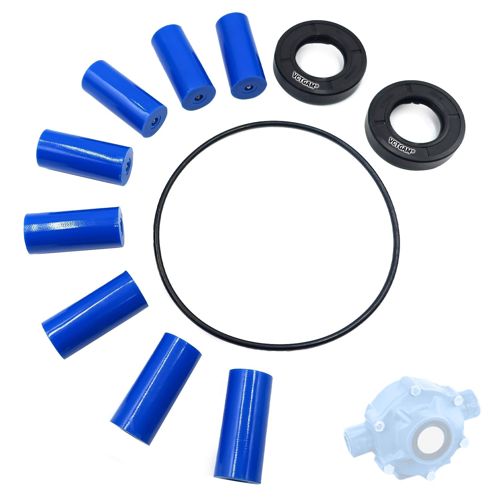 Super Roller Repair Kit for Hypro 7560 Series Pump – 8 Rollers, O-Ring, Viton Se