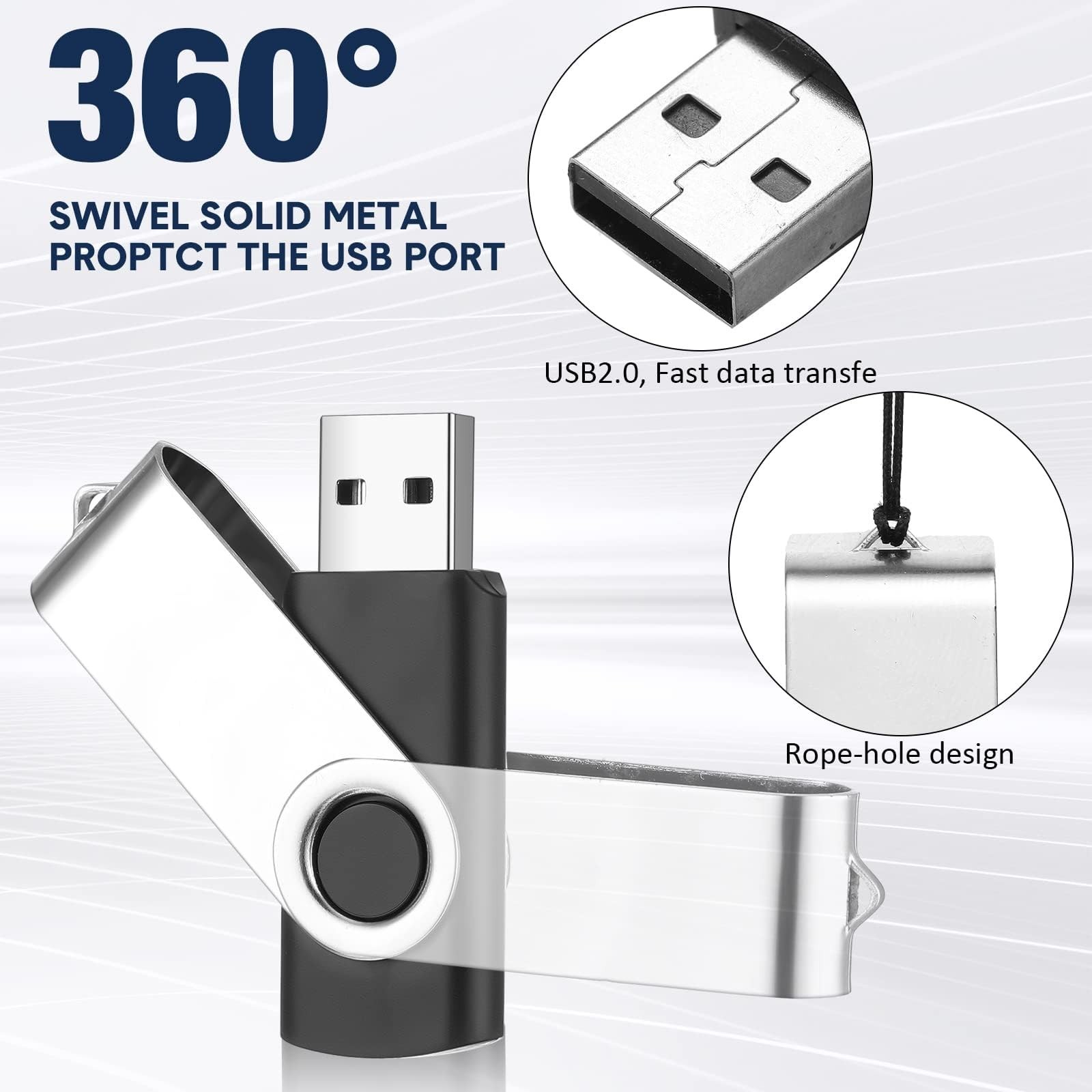 3 Pack 128GB USB Flash Drive with Type C Adapter and Storage Box USB 2.0 High…