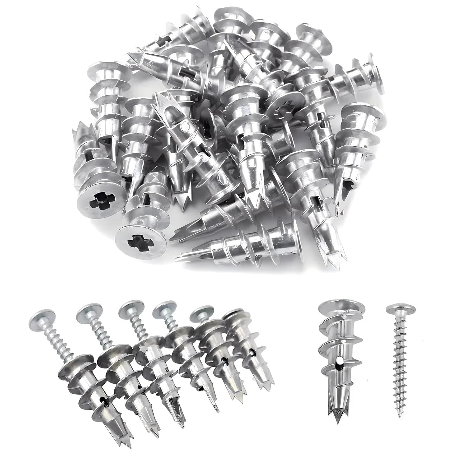 100PCS Zinc Self-Drilling Drywall Anchors, 50 Heavy Duty Hollow Metal Wall…