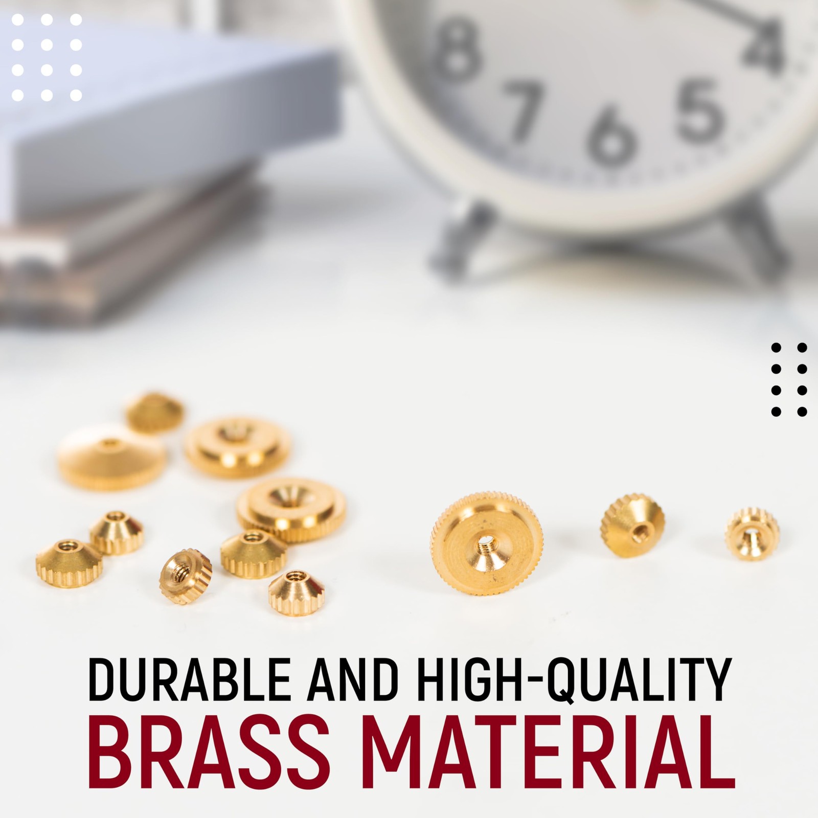 12 Pcs Brass Clock Hand Nut Assortment, 5/6/10mm, 5 mm, 6 10 yellow