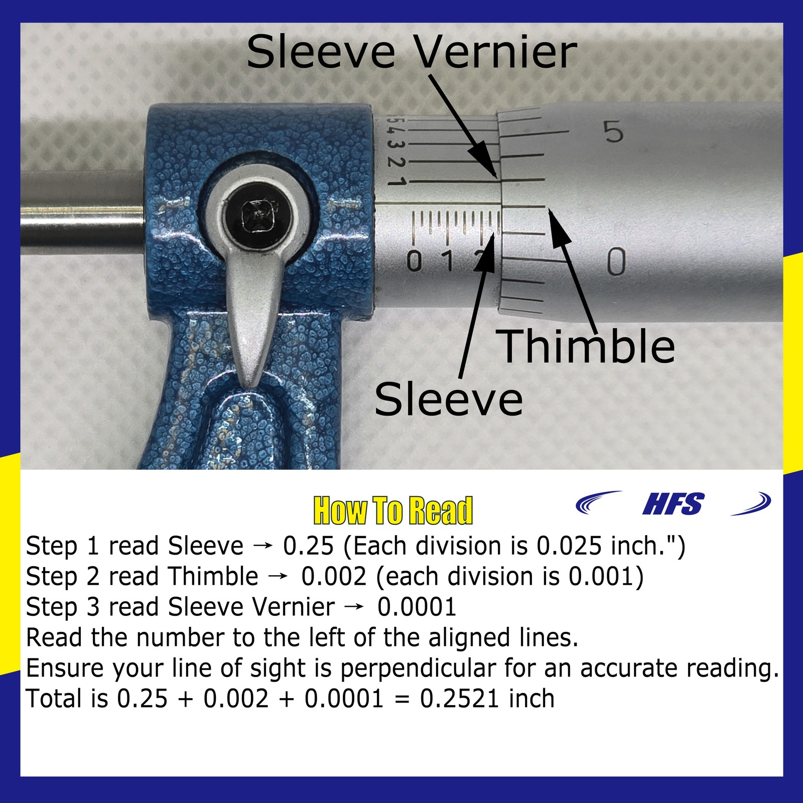 HFS(R) 0-1″ x 0.0001″ Solid Metal Frame Outside Micrometer (Plastic Case)