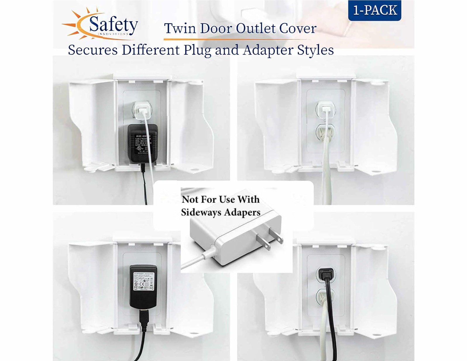 Twin Door Baby Safety Outlet Cover Box for Babyproofing Outlets More Interio…