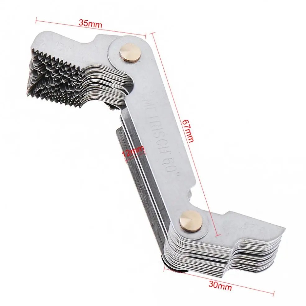 Pitch Cutting Gauge Stainless Steel Screw Thread Pitch Gauge Measure Tool Set