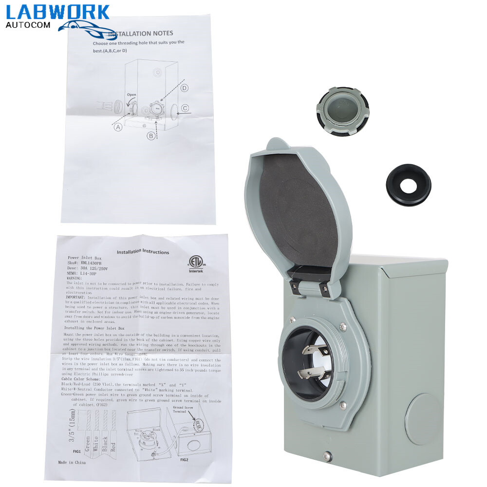 Generator Inlet Box 30 Amp Power Inlet Box L14-30P ETL Listed 4 Prongs
