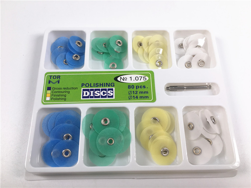 80pcs Dental Polishing Polishing Discs Universal Kit Disc Mandrel TOR No. 1.075