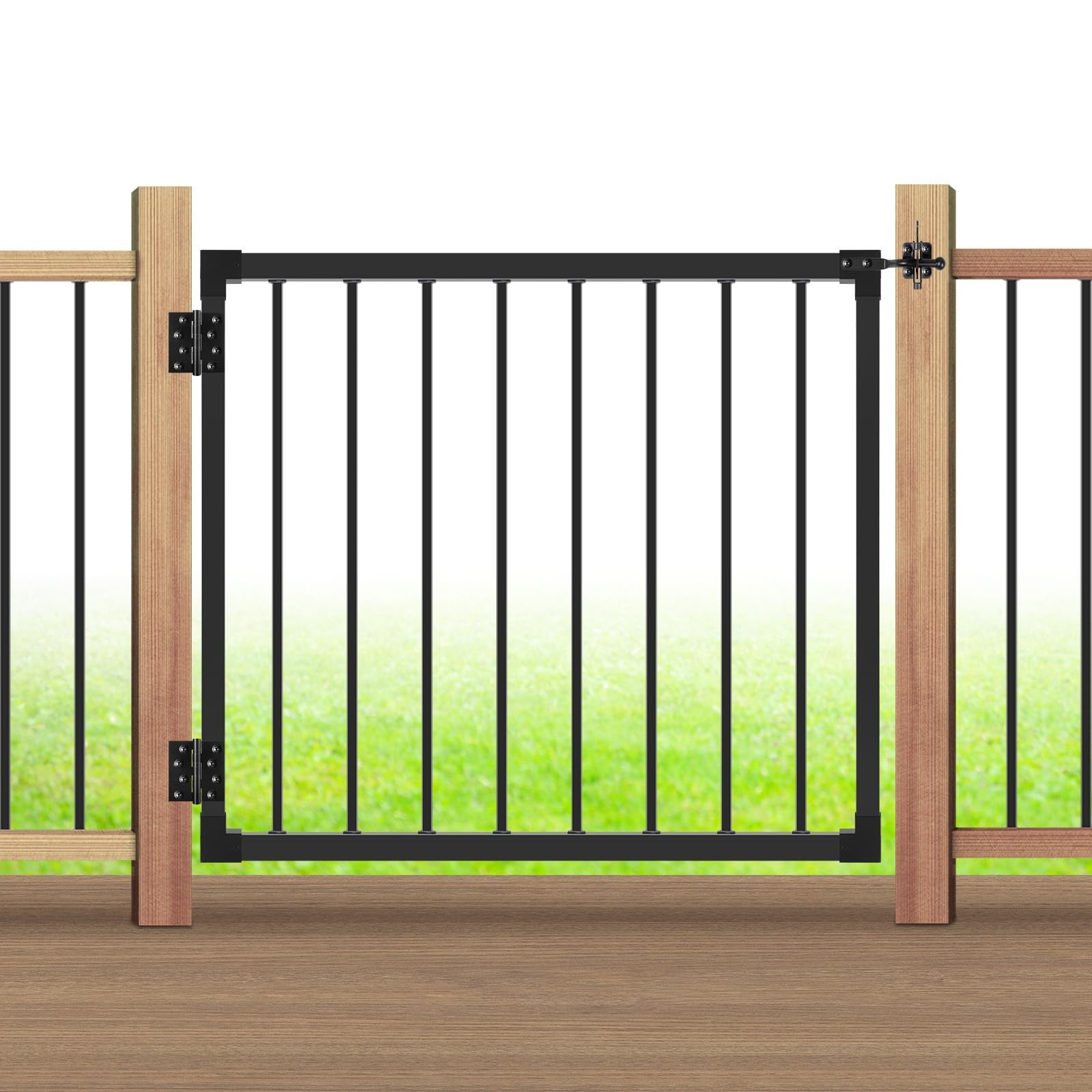 42″ H x 4 ft. W Deck Railing Gate, Extra-Height Safety Gate with Latch & Hing…