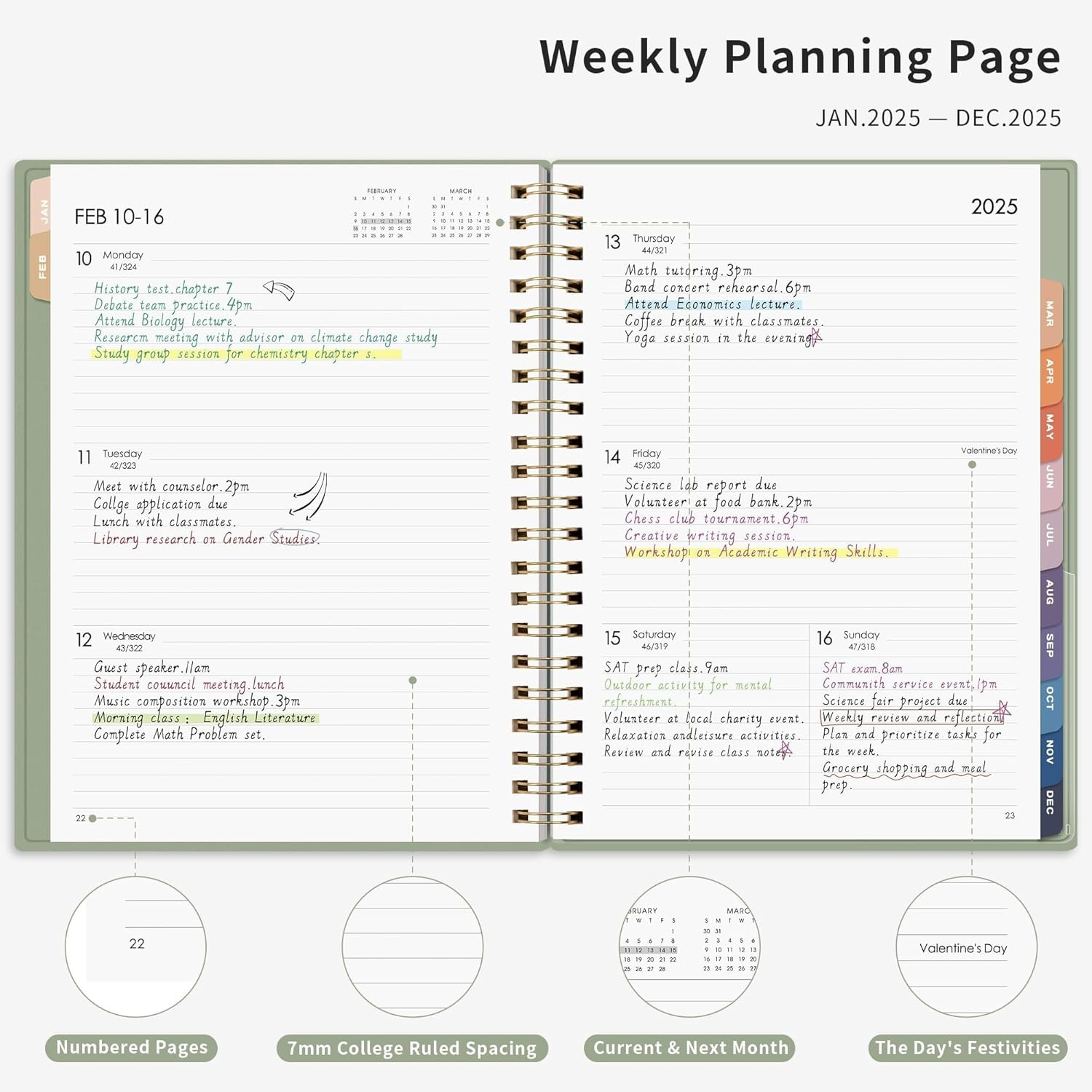 2025 Planner, Weekly and Monthly Planner, Jan 2025 – Dec 2025, 8.5″ × 11″, Large