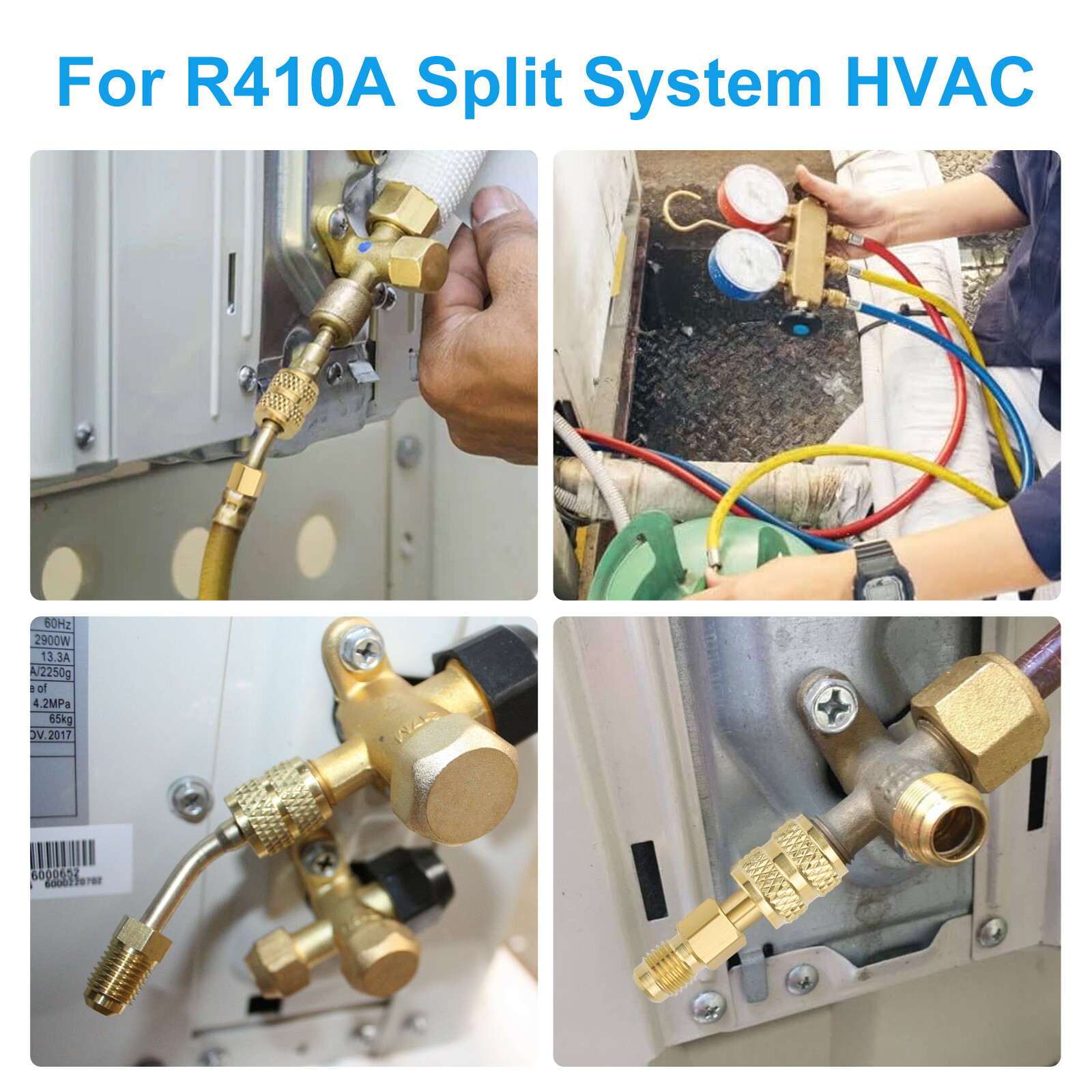 R410A Adapter for Mini Split System, 5/16″ SAE Female to 1/4″ SAE Male Flare