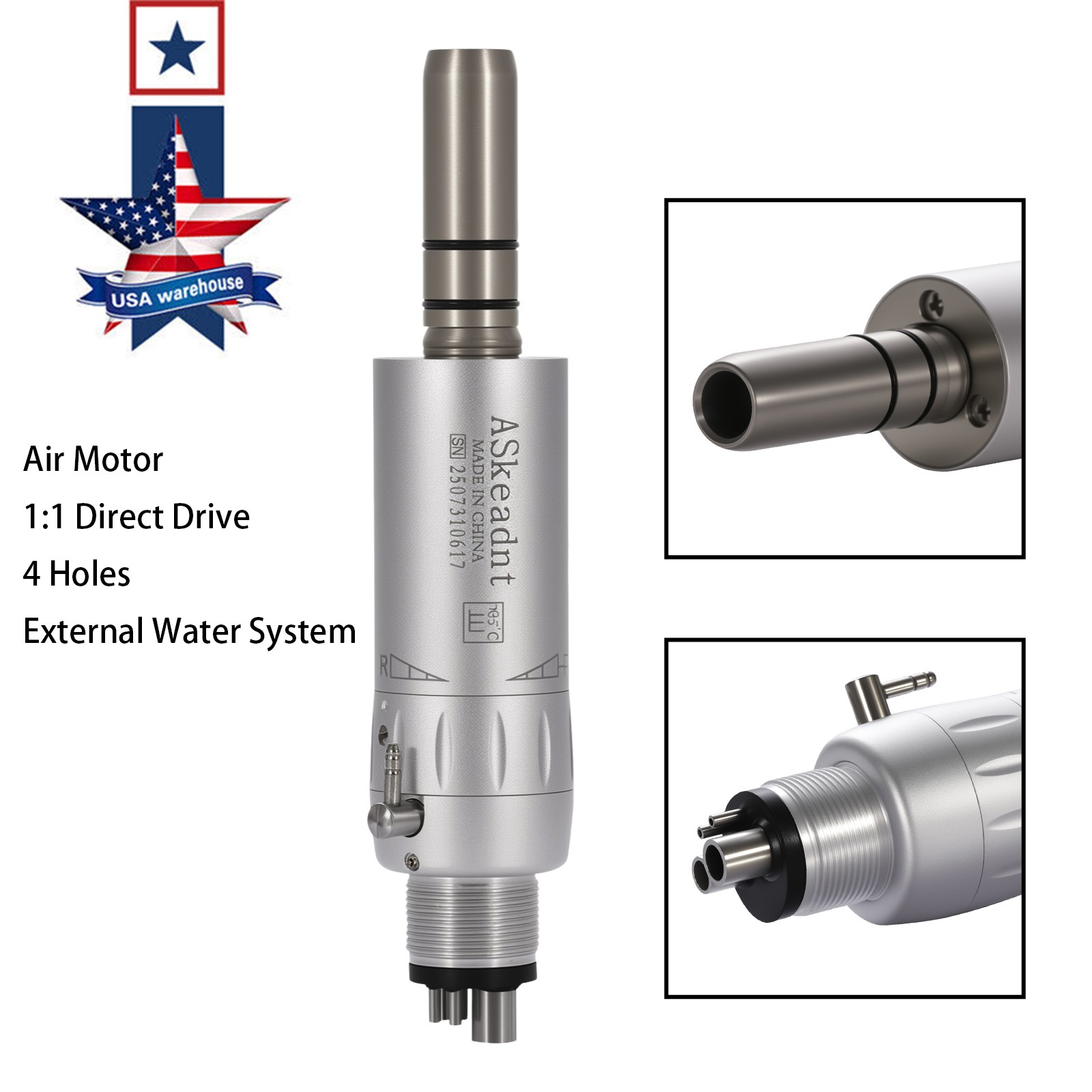 5X ASkeadnt Dental Slow Low Speed Handpiece Air Motor E-type 4 Holes AS Y