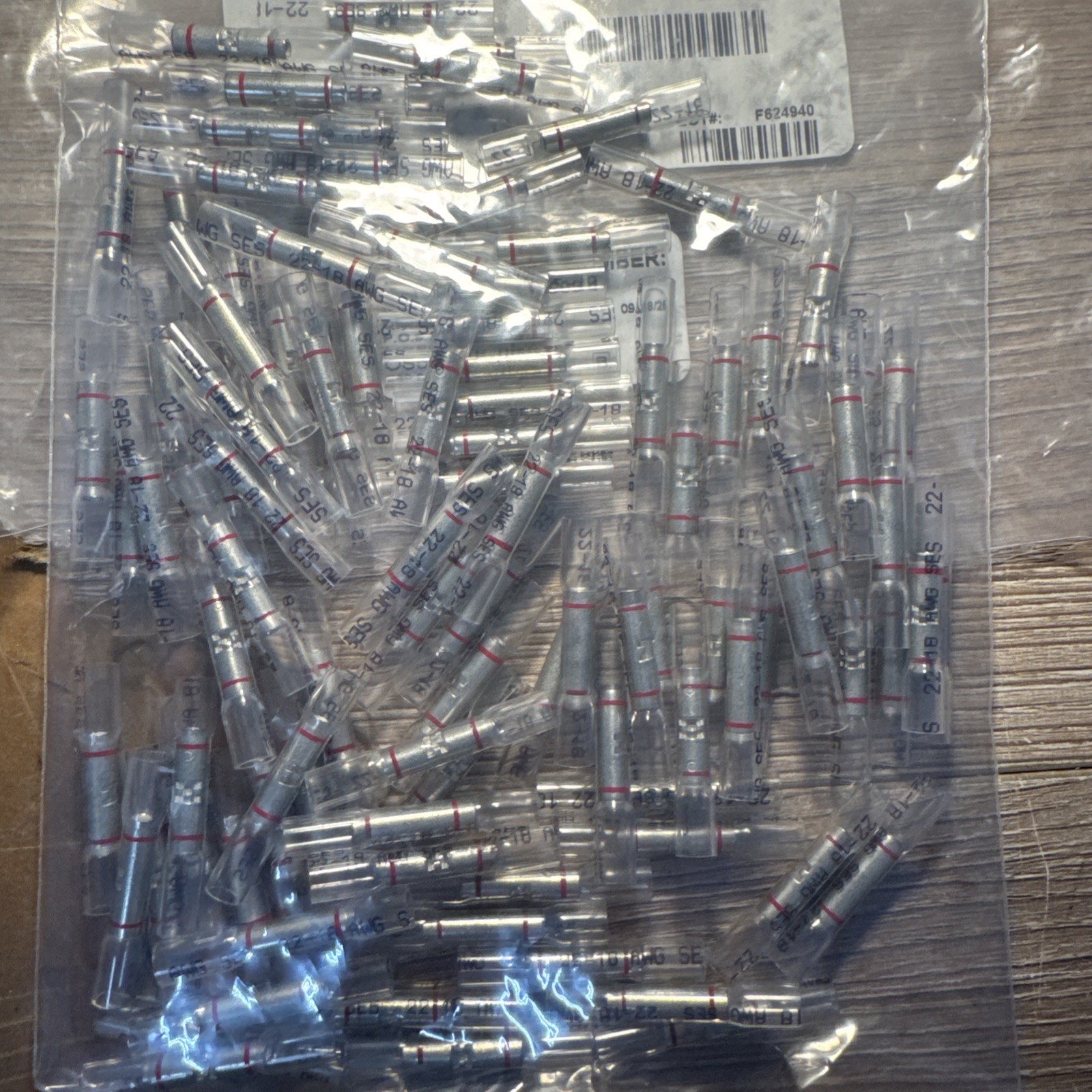 100 OptiSeal Heat Shrink Sealed Butt Connectors Crimp Clear Red Stripe 22-18 AWG