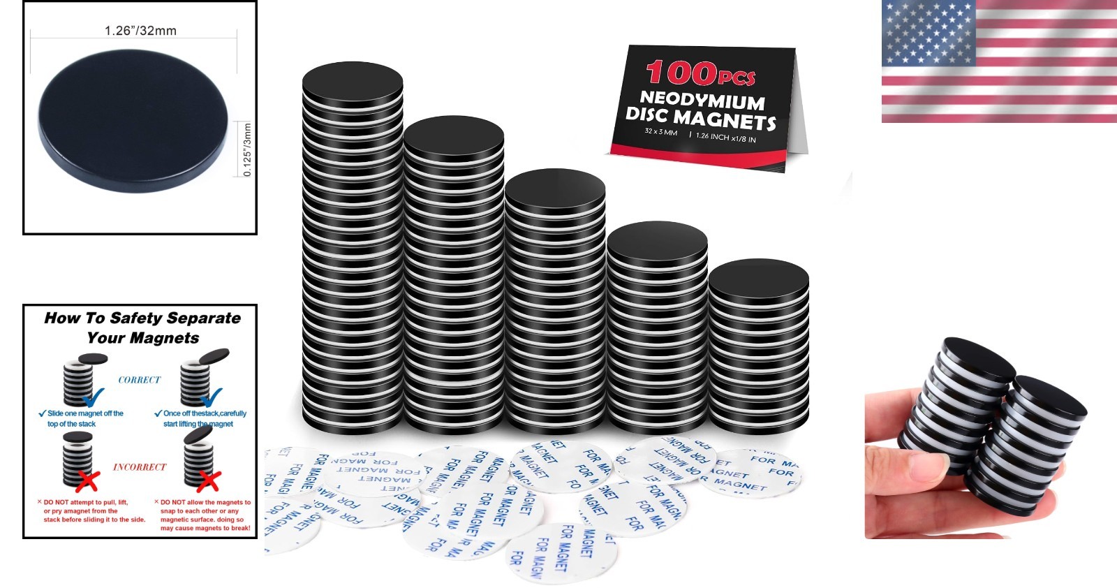 Neodymium Disc Magnets 100-Pack