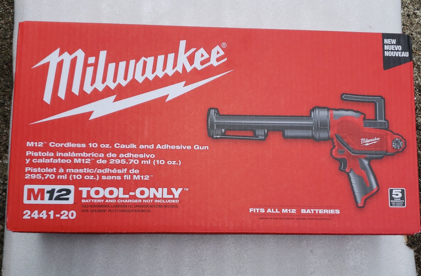 Milwaukee 2441-20 M12 10 oz Cordless Caulk & Adhesive Gun Tool Only New