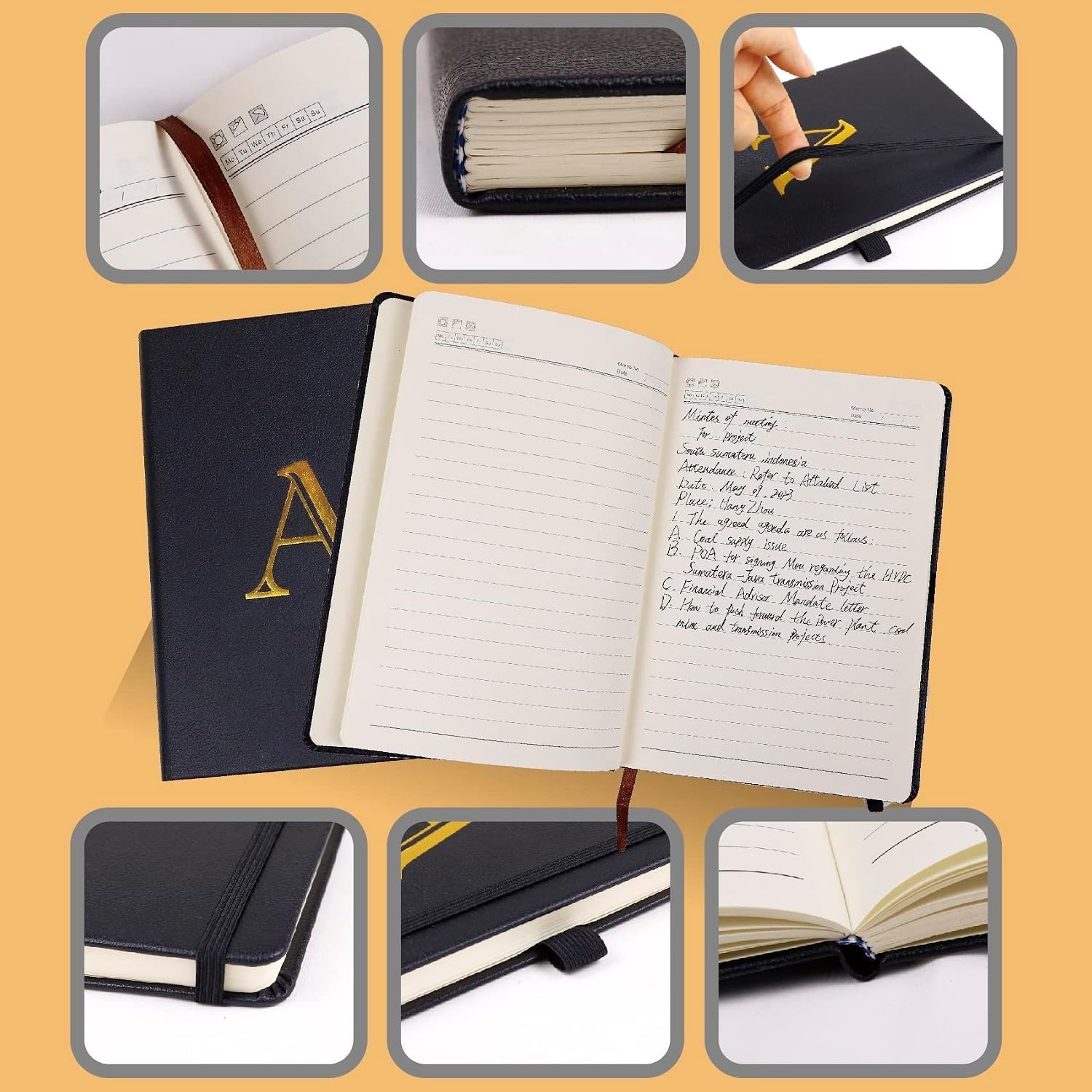 Elegant A5 Business Journal with Ribbon Bookmark & Custom Initials – 200 Pages