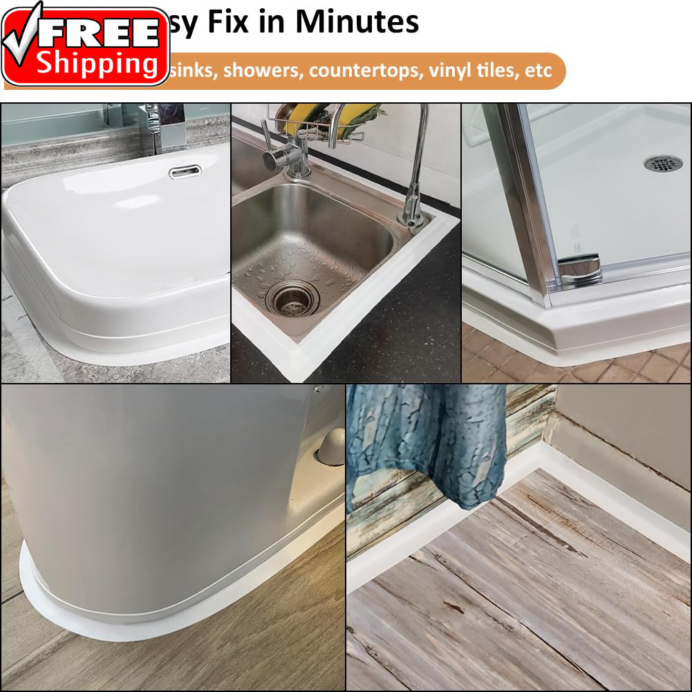 White Caulk Tape Self Adhesive Waterproof, Bathroom Peel & Stick Caulking Strip