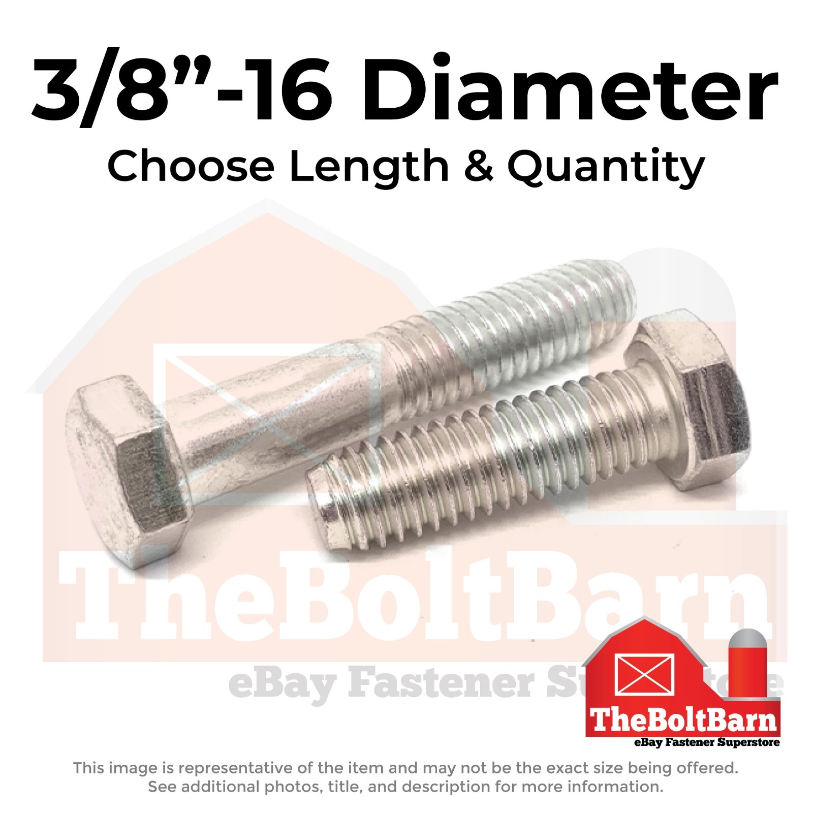 3/8″-16 Stainless Hex Cap Screws Coarse Thread Hex Bolts (Choose Length & Qty)
