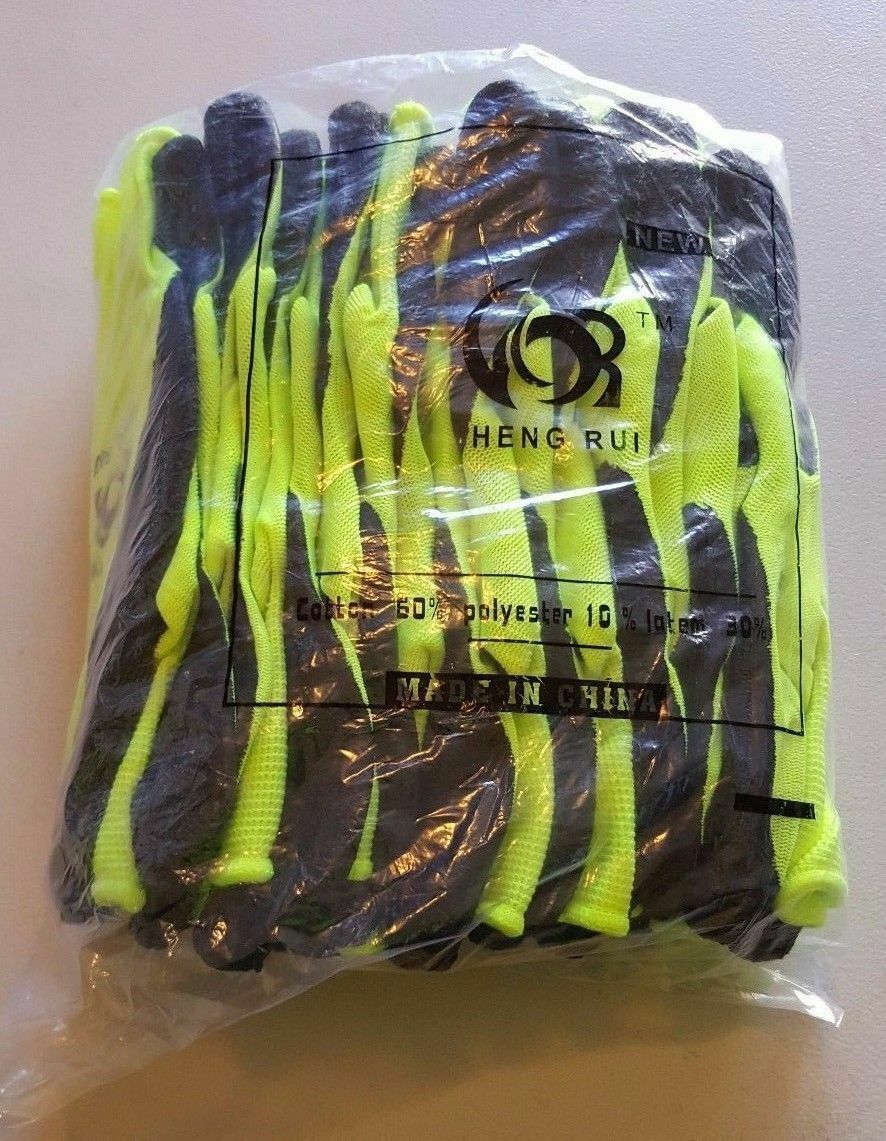 5 OR 10 PAIRS OF LATEX RUBBER PALM STRING KNIT WORK GLOVES Size: ( M ) or ( L )