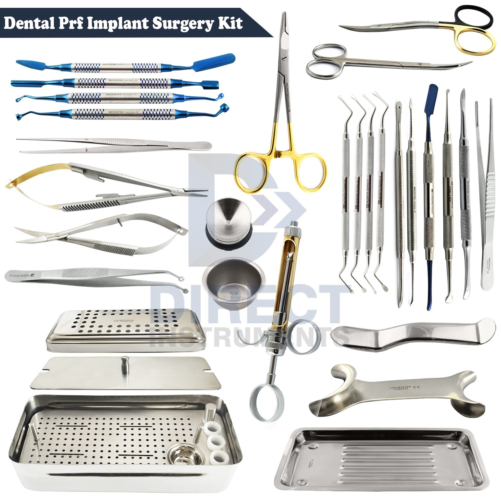 28Pcs Dental Implant Surgery Kit Prf Box Bone Regeneration Instruments Set
