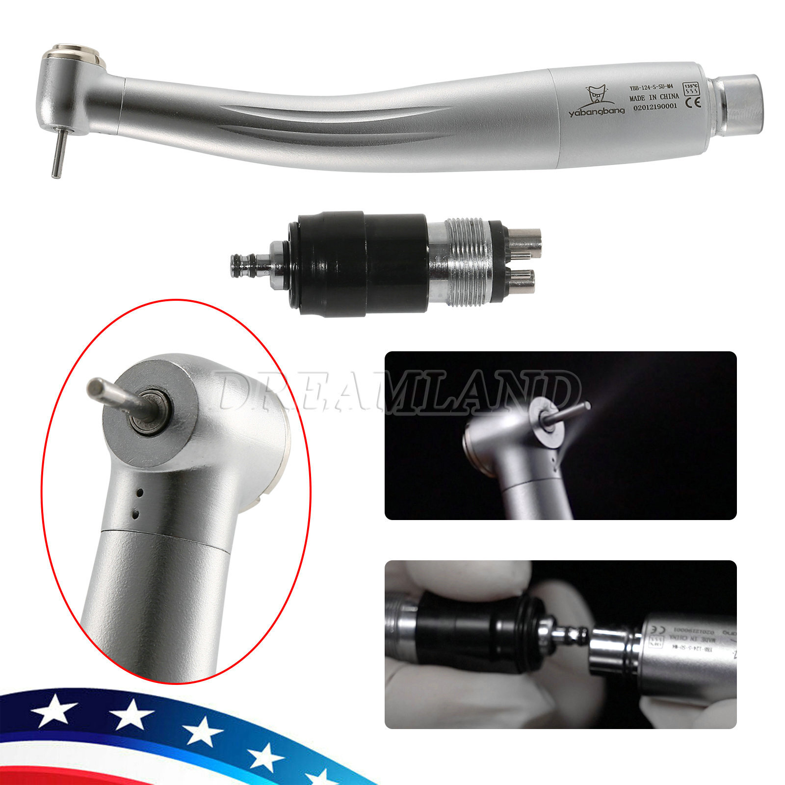 1-10*Dental High Speed Handpiece Turbine &Quick Coupler 4Hole coupling YBNK4 USA