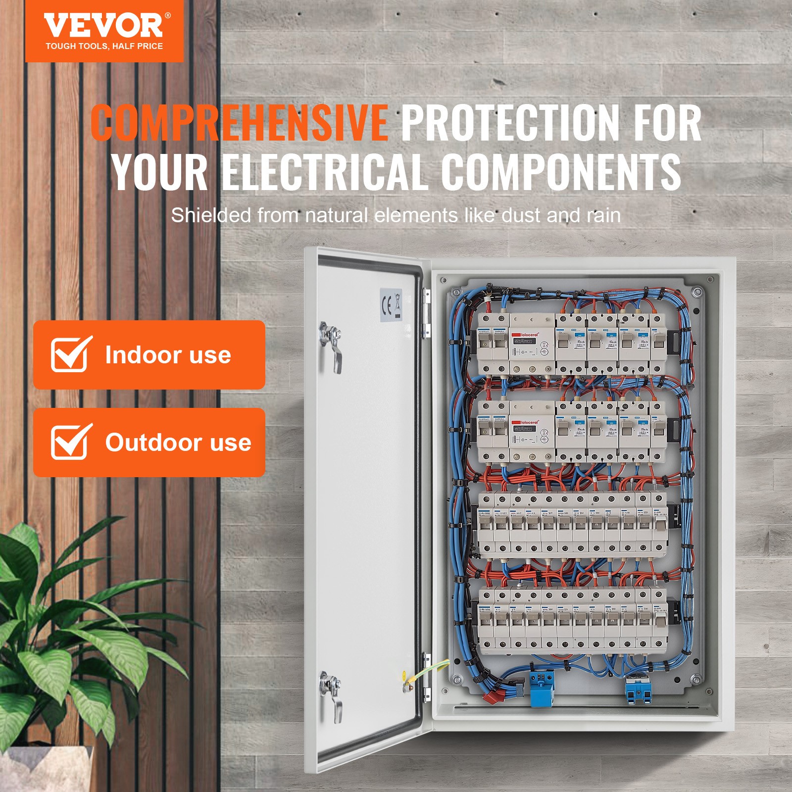 VEVOR Steel Electrical Box Electrical Enclosure Box 24x16x12» Carbon Steel IP65