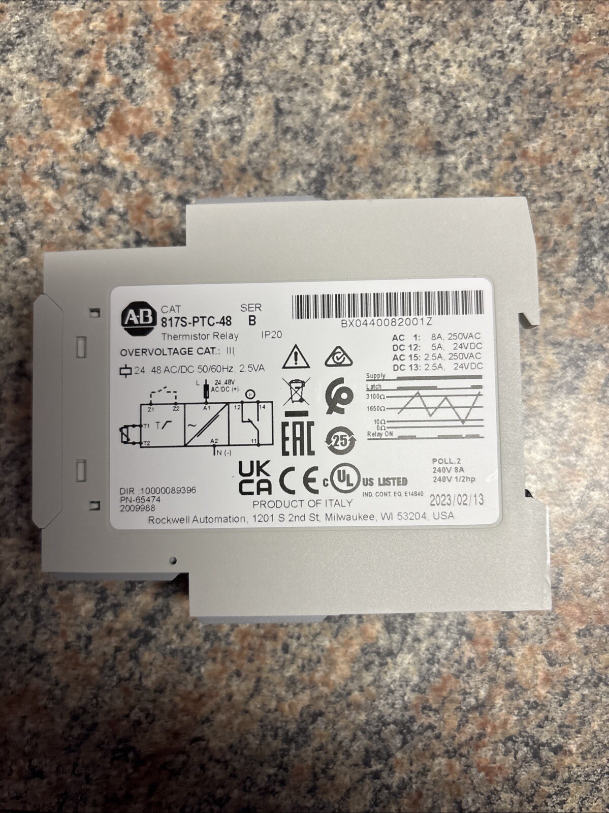 817S-PTC-48 Thermistor monitoring relay, 24-48V AC/DC control voltage