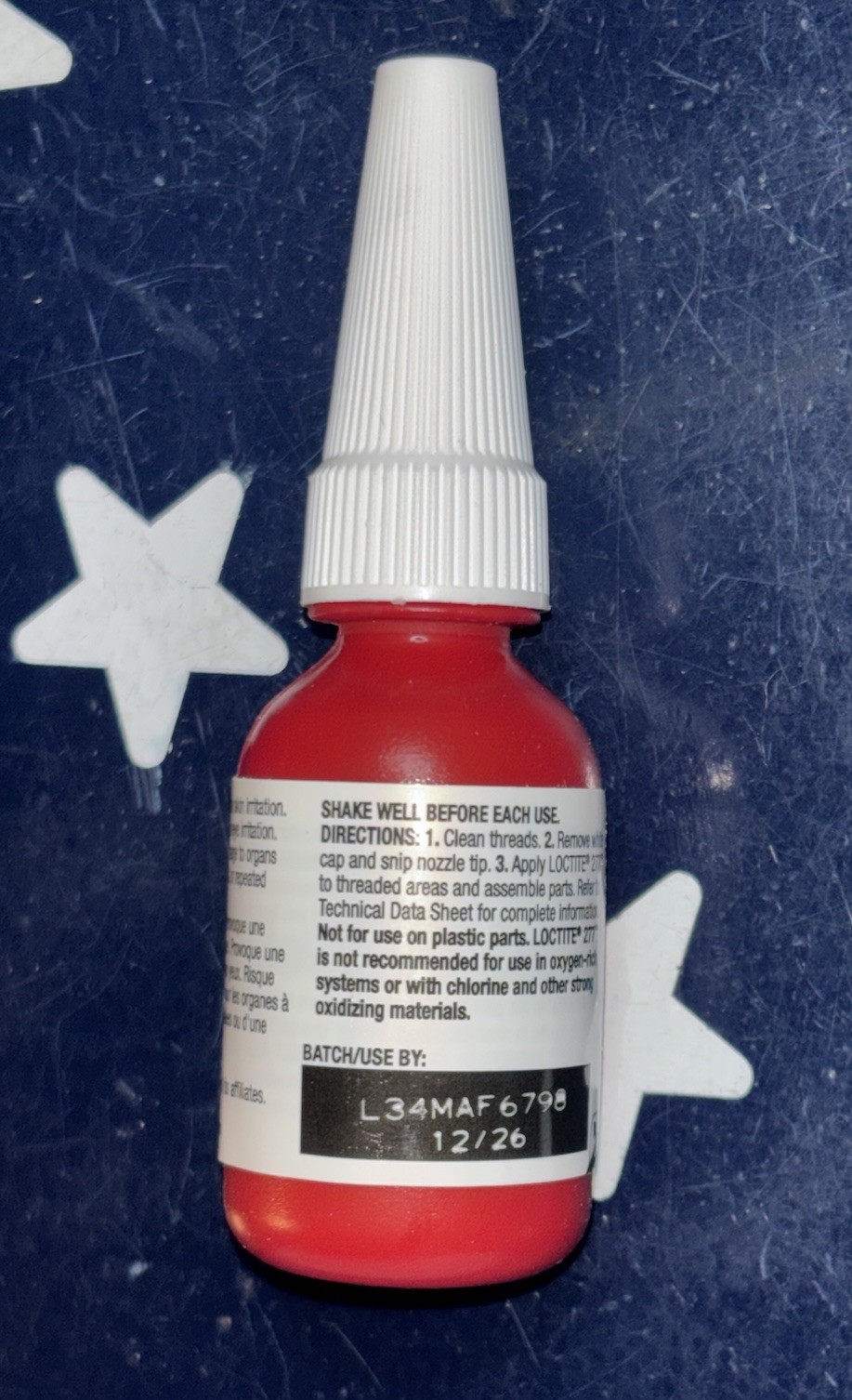 Loctite 277 10mL RED High Strength Threadlocker 0.34FL. OZ. 231089 EXP 12/2026