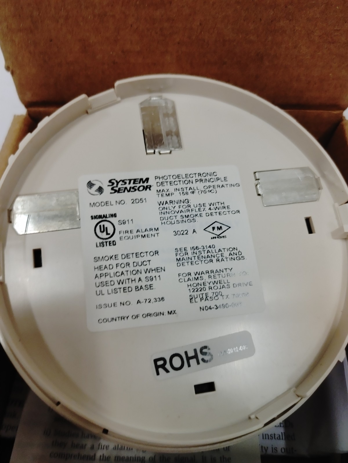 System Sensor 2D51 Photoelectric Smoke Detector SURPLUS OLD STOCK
