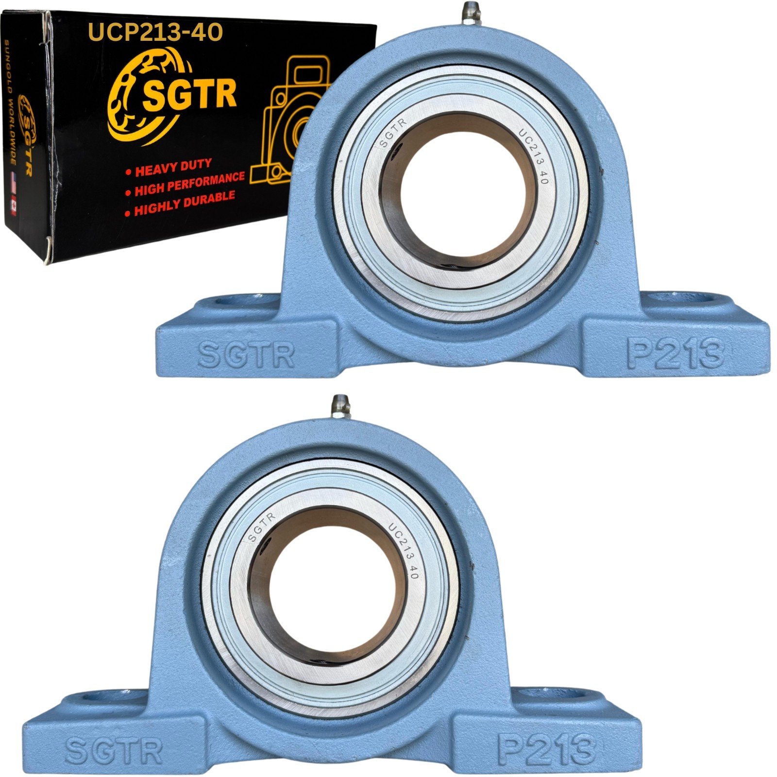 (2 Pack) Premium Heavy Duty UCP213-40 Pillow Block Bearing, 2 1/2 inch Bore
