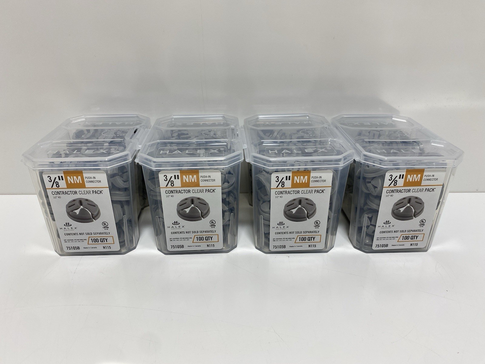 400 Count Halex 3/8 in. – 1/2 in. Knockout Non-Metallic Push-In Connector 75105B