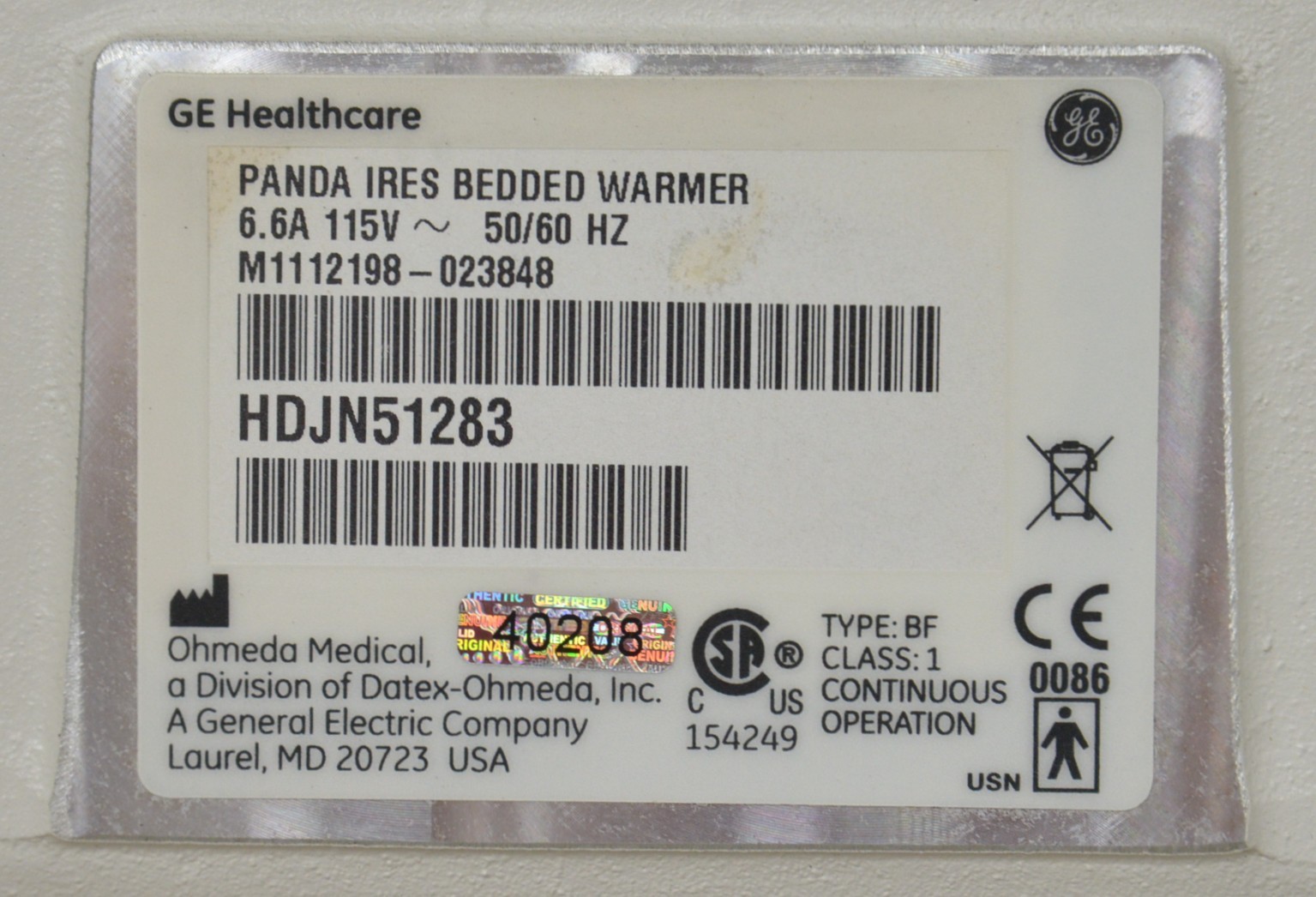 GE Healthcare Panda IRES Bedded Warmer W/ 1502 T-Piece Blender