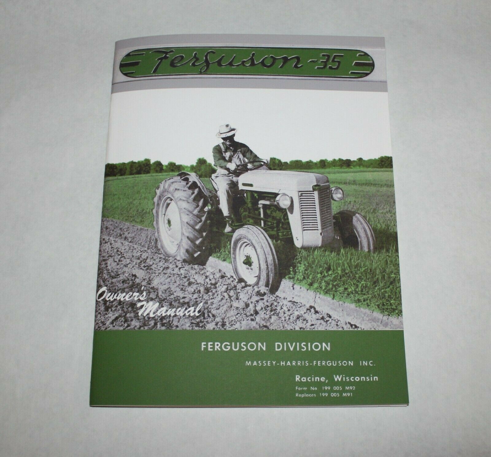 Ferguson TO-35 Operators / Owners Manual, Gray & Green 1954 1955 Massey Ferguson
