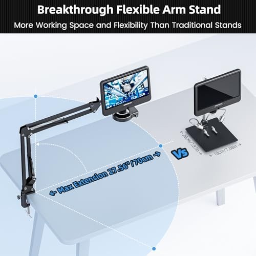 Andonstar AD109 Digital Microscope 10.1″ Screen, Boom Arm, 56 LED for Solder